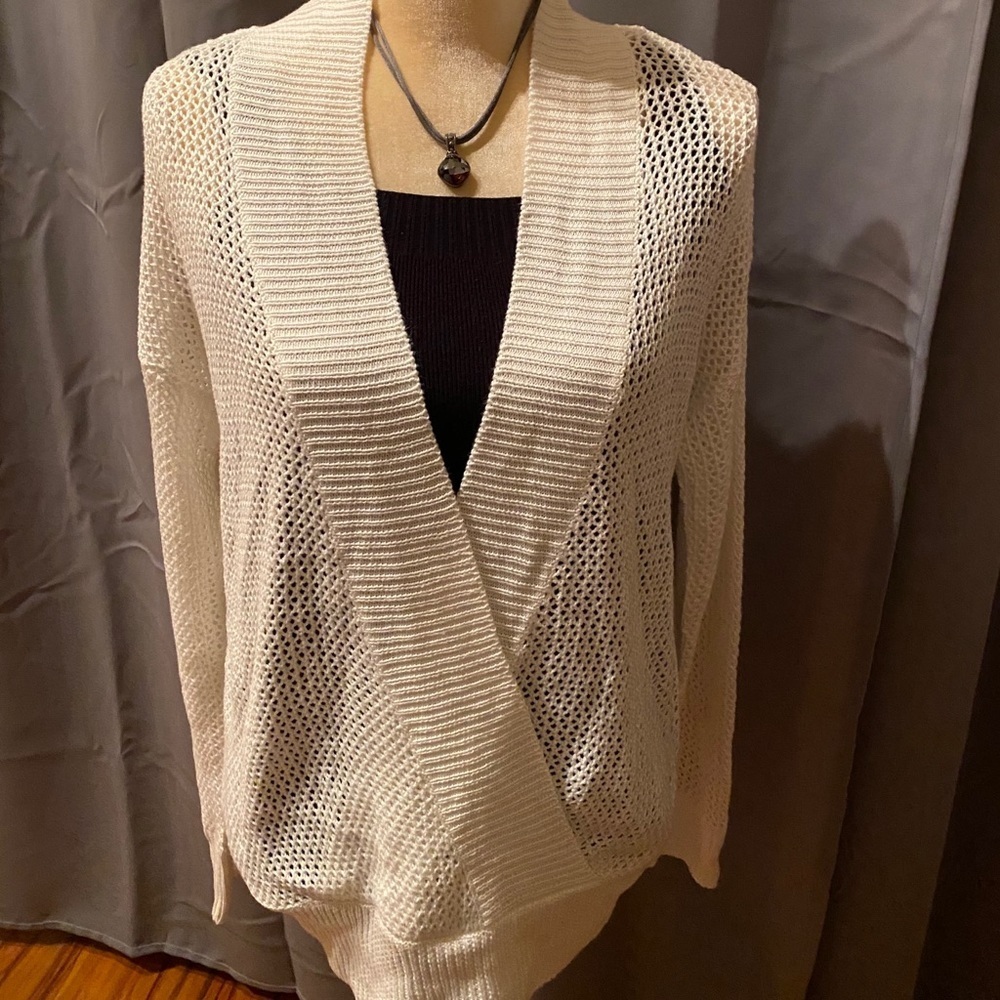 NWT White Faux Wrap Sweater by No Comment